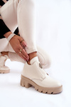 Women's Leather Boots With Decoration Light beige Maley