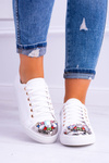 Lu Boo White Sneakers with Shiny Crystals