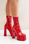 Lacquered Ankle Boots On Platform And High Heel Red Lotisha