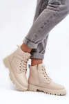 Women's Zipper Fleece-Lined Boots Beige Gremiva 