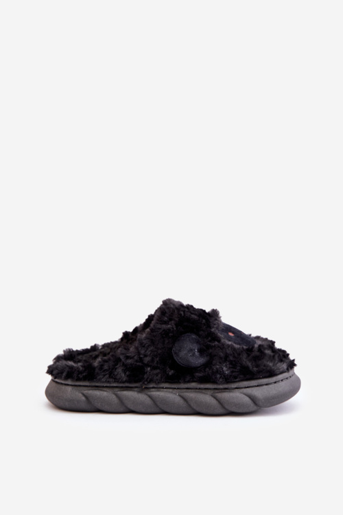 Kapcie Owieczki Damskie Futrzane Czarne Phaeia