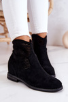 Suede Women's Boots Hidden Wedge Black Solene