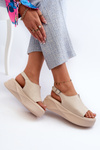Women's Leather Platform Sandals D&A SJ2301-2 Beige