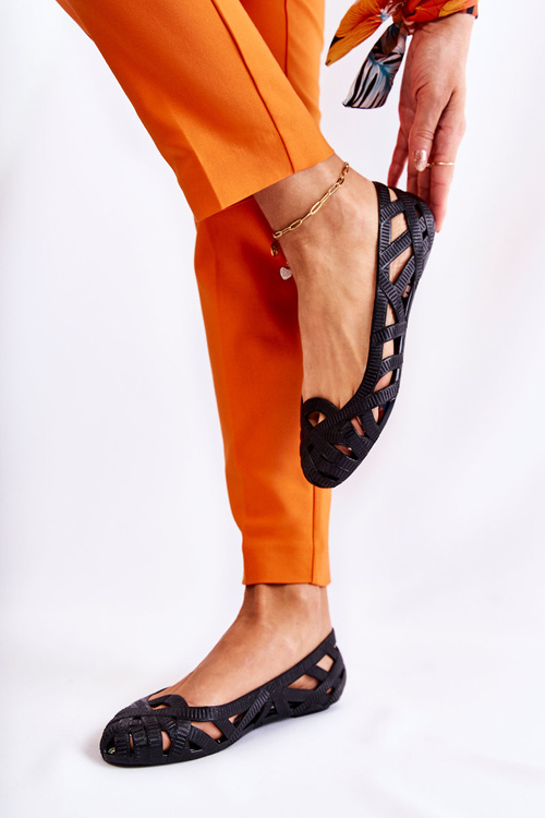 Baleriny Damskie Gumowe Czarne Indila