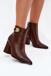 Women’s heeled boots with gold detail chocolate Tharina