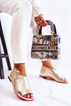 Leather Sandals On A Slider Gold Clorie