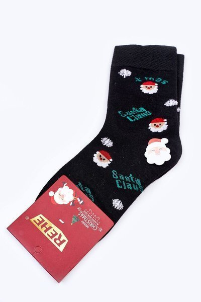 Christmas Cotton Socks SANTA CLAUS Black