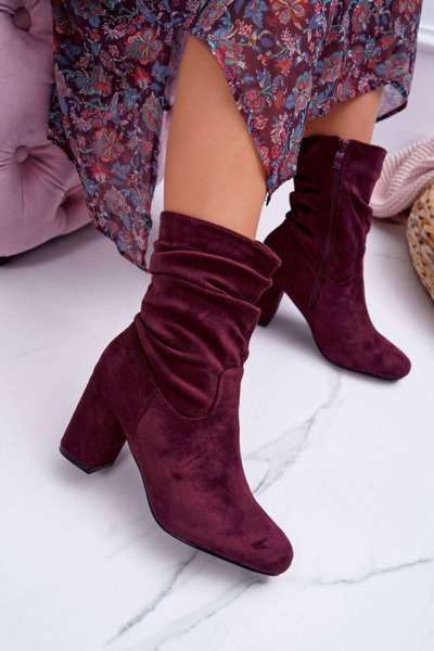 Women's Stiletto Boots Suede Maroon Endless