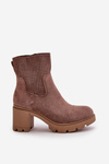 Women's Heeled Boots with Zipper Eco Suede Brown Rashmi