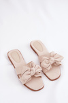 Flat Ladies Slippers With Bow Beige Tobin
