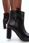 Women's Leather Boots On Heel Black Vevine