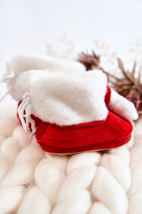 Papcie Dziecięce Ocieplane Mikołaj Czerwone