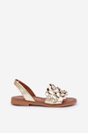 Leather sandals on flat heel Zazoo 40425 gold