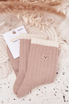 Women's Cotton Socks With Little Bear Beige