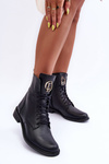 Leather Lace-Up Boots With Ornament Black Nicole 2750