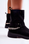 Openwork Booties With A Zipper With A Chain Black Chantelle 