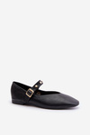 Eco Leather Ballerinas With Strap Black Alcionora