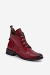 Low insulated ankle boots with zipper and decoration burgundy Nevalia