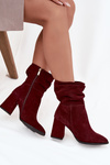 Ankle boots made of natural suede lined with a wedge with ruching Zazoo 4216 Bordeaux