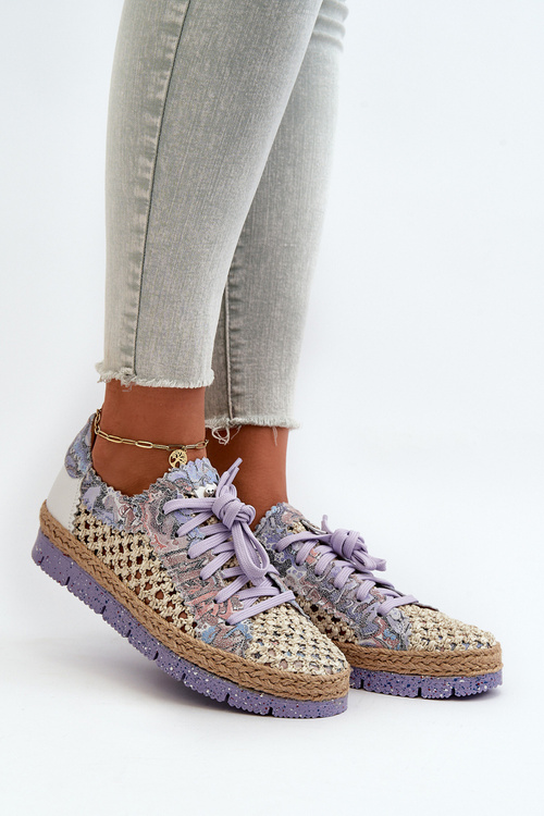 Półbuty Skóra Naturalna Damskie Maciejka Fioletowe 05897-05