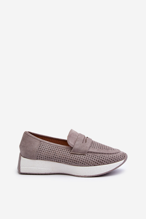 Women's Platform Loafers in Grey Eco-Suede Inesqua