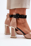 Beige Patent Sandals With Stiletto Heel Adrianu