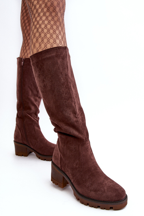 Women's Over-The-Knee Boots Low Heel Dark Brown Beveta