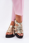 Ladies Platform Sandals With Buckles Gold Atarafas
