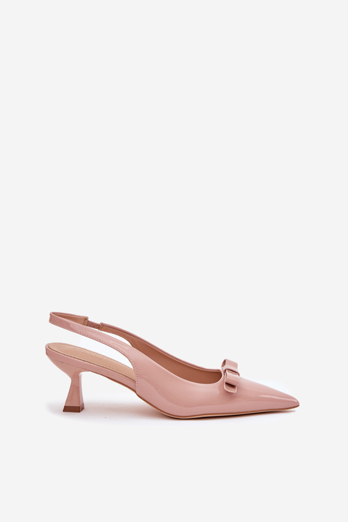 Lacquered High Heels With Bow Nude Naylna
