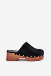 Women's Clogs Slides With Studs Eco Suede Black Ellason