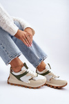 Buty Sportowe Sneakersy Damskie Beżowo-Zielone Ralita C2145