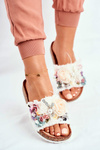 Women's Slides With Flowers White Enrissa 