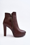 Brown ankle boots with high heel and zippers Inezma