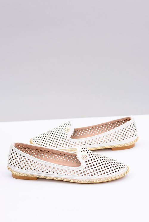 Lu Boo | White Openwork Ballerina Ballerina Lords Stylish