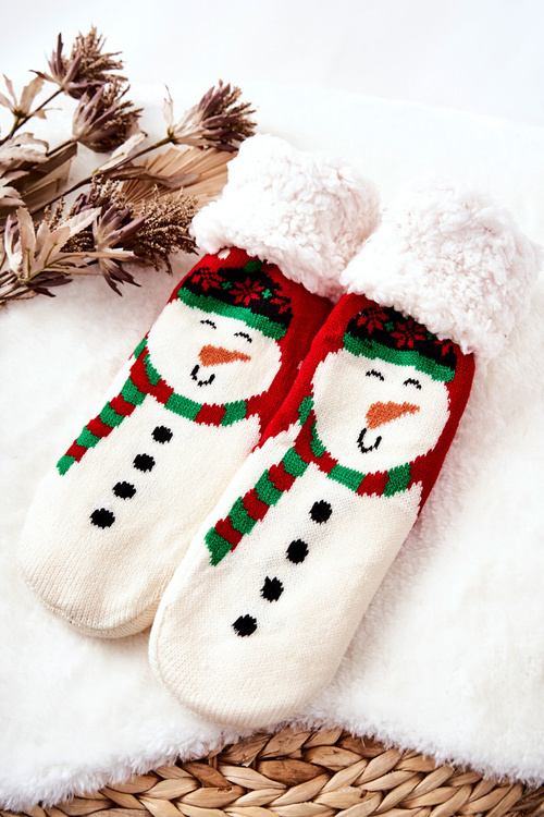 Long Socks Christmas Pattern Snowman Red