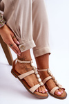 Women's Sandals With A Decorative Belt Beige Rochelle