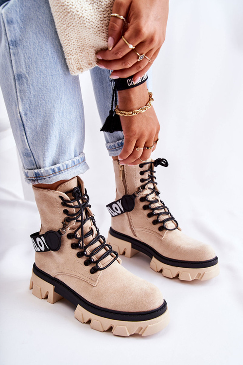 Suede High Boots With Warming Beige Danity