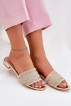 Ladies Flat Sandals Golden Fexxy