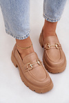Ladies Moccasins With Golden Detail Beige Ferietta