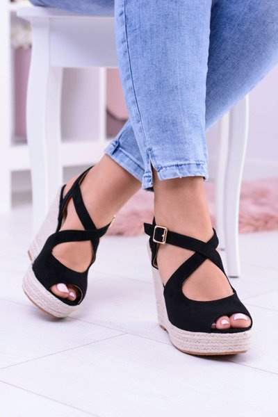 Women's Black Sandals On Anchor Espadrilles Elonore