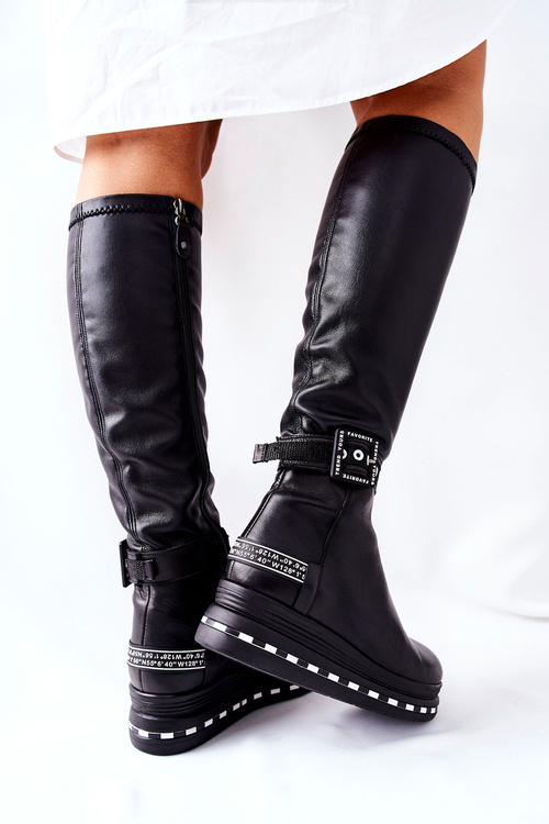 Leather Boots Maciejka On Platform Black 05293-01