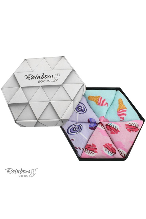 Rainbow Socks Sweets In A Box Of 3 Pairs