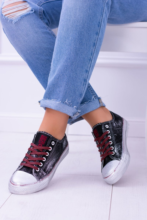 Big Star Black Silver Plated Tennis Sneakers BB274013