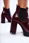 Lacquered boots Snake pattern on a post Maroon Eldey