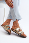 Embellished Women's Slides With Buckles S.Barski MY121 Gold