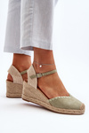 Suede Sandals Espadrilles With Wedge And Braided Detail Green Raylin