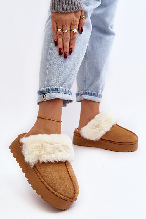 Śniegowce Kapcie Damskie Na Platformie Camel Phiniopis 20217-4B