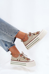 Women's Platform Sneakers Beige GOE RR2N4105