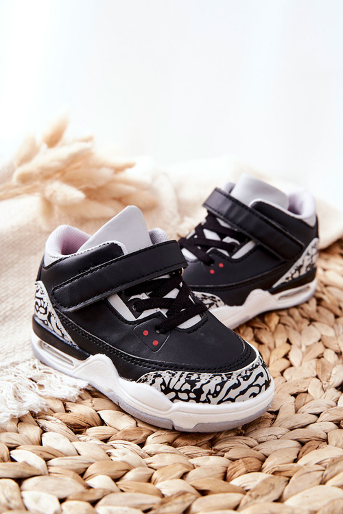 Children's Sport Shoes Black and Red Linen