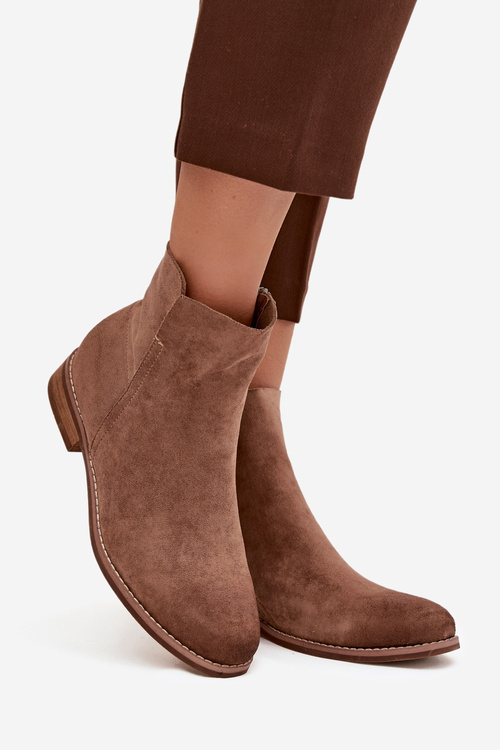 Damskie Botki Płaski Obcas Jasnobrązowe Vinceza 39961